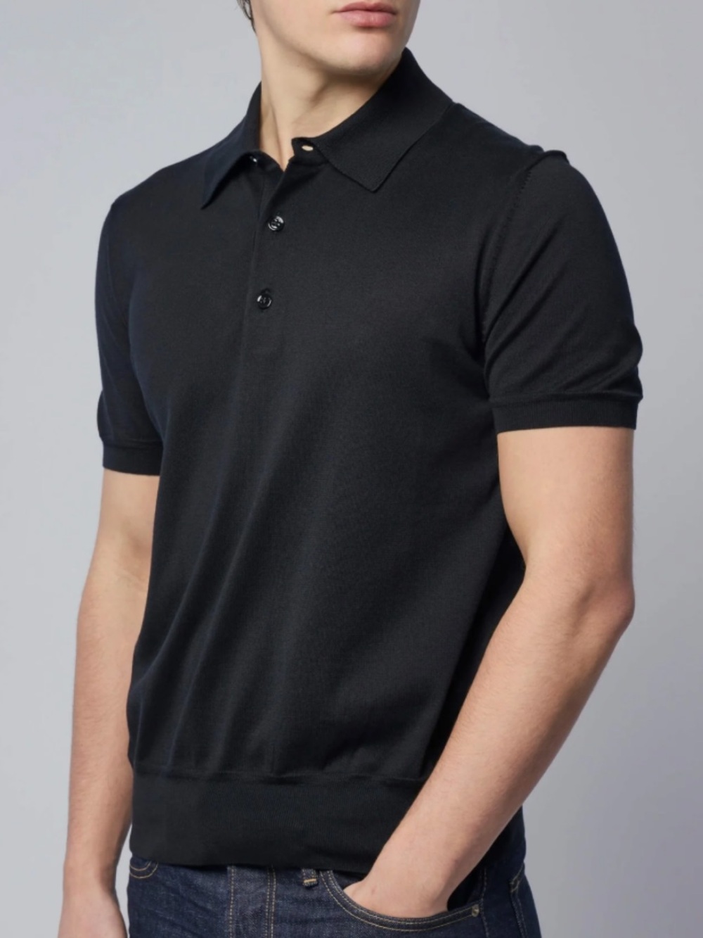 Tom Ford Black Short-Sleeve Polo